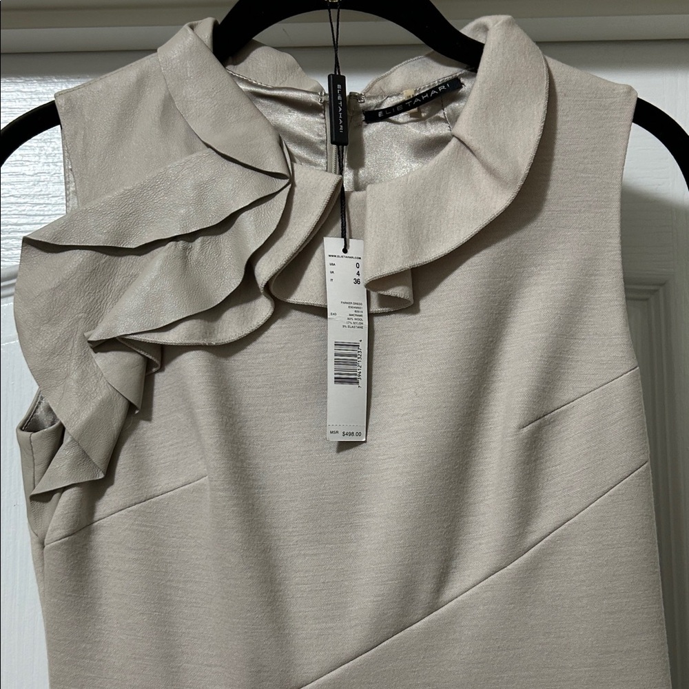 NWT Elie Tahari Elegant Beige Sleeveless Dress
